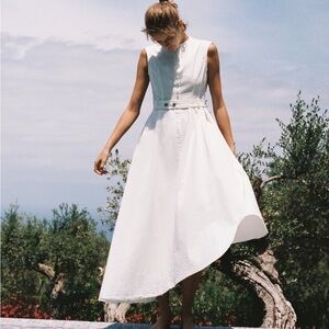 Zara Asymmetric White Sleeveless Dress